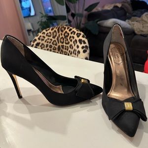 Ted Baker Black and Gold Slip on Heels